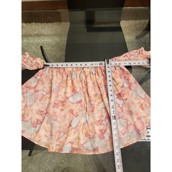 FOREVER 21 Contemporary Blouse Top Womens Pink Floral Large Strapless Drawstring - Picture 9 of 9